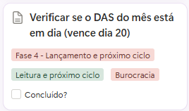Exemplo de tarefa individual no Notion
